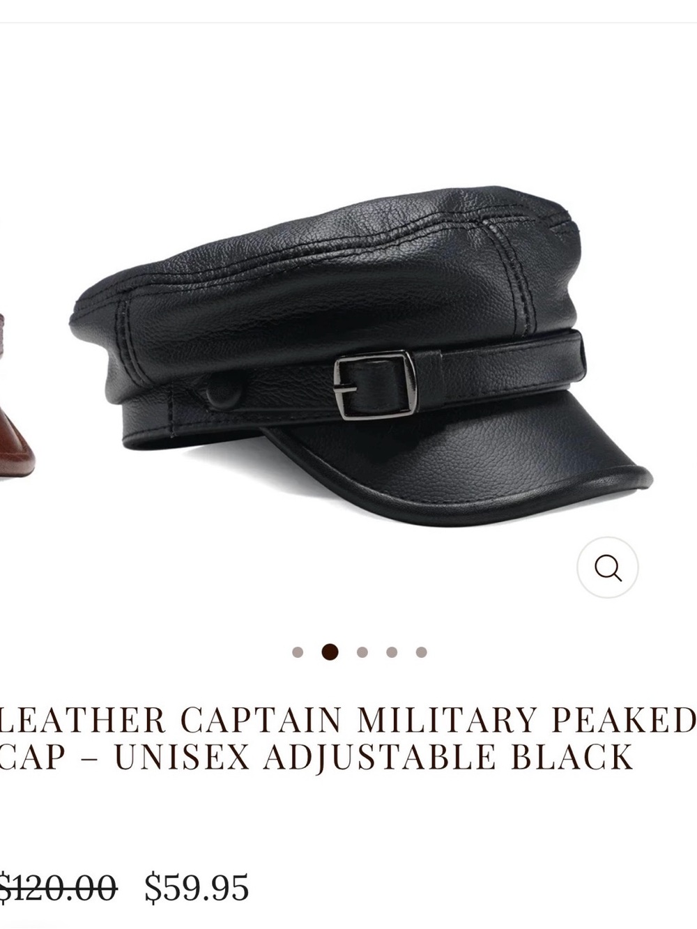 Black Leather Captain Military Peaked Cap - Unbranded